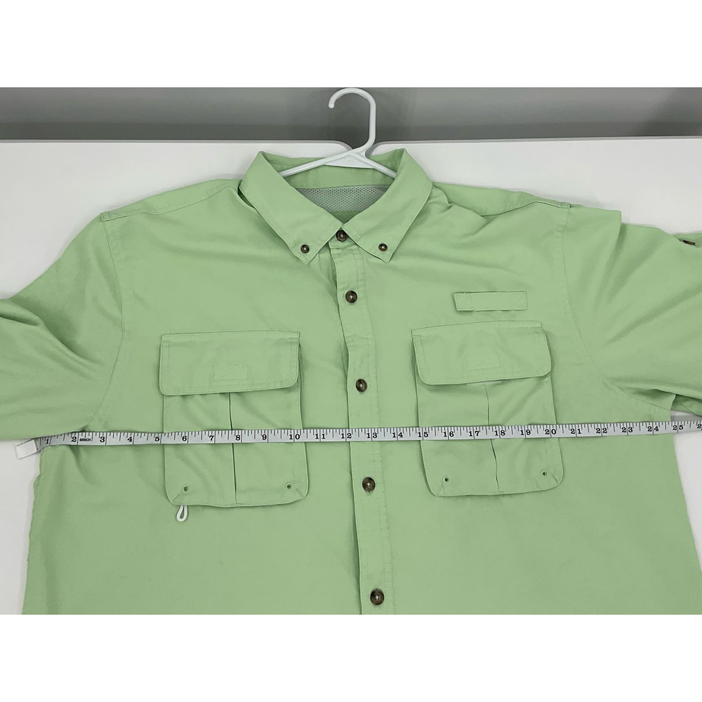 Cabelas Mens Fishing Shirt Large Green Long Sleeve UPF 30 Ventilated Button Down - Picture 4 of 10